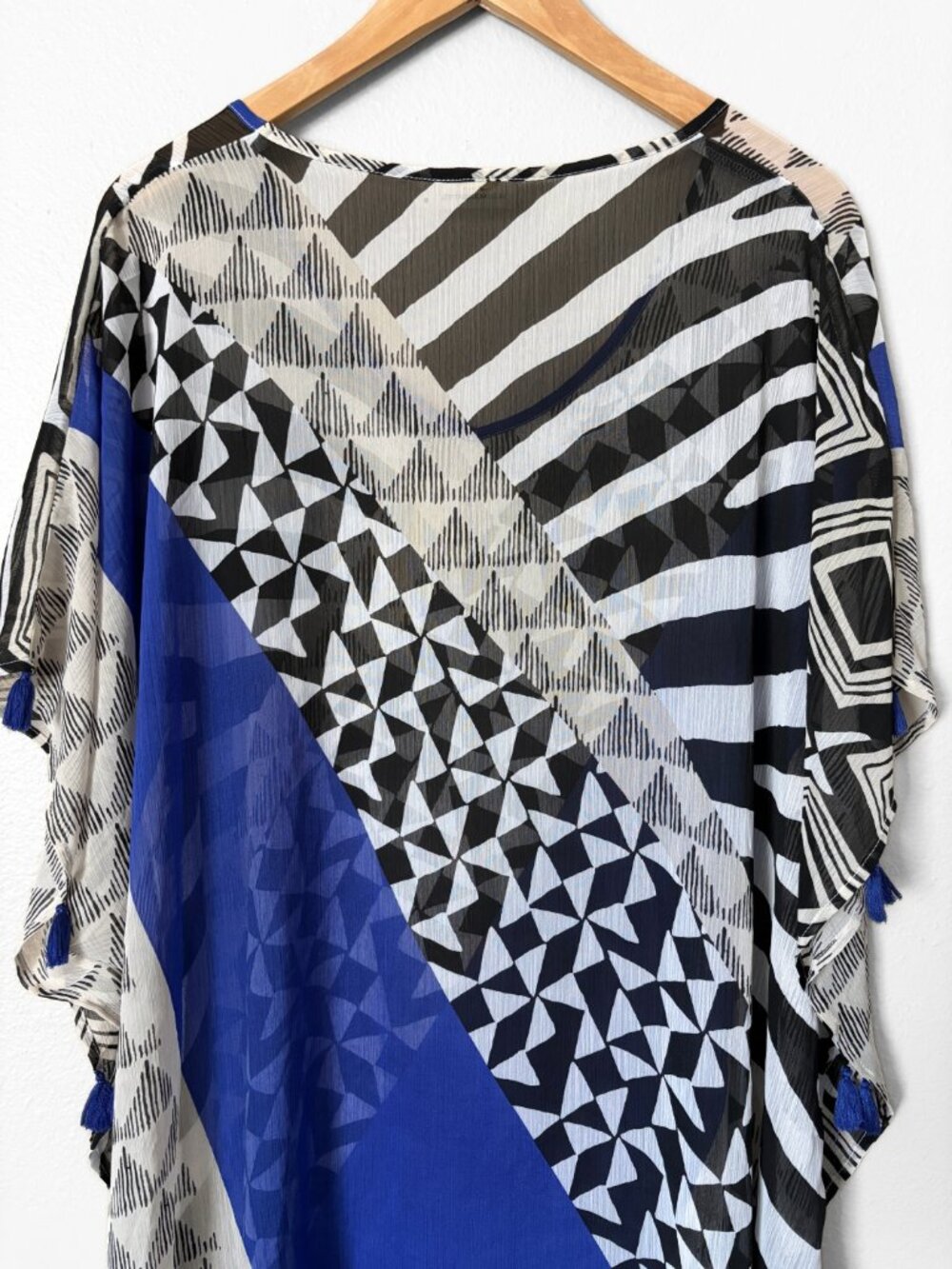 Bleu Rod Beattie Twilight Kaftan Cover Up Cobalt Blue Geometric Womens Medium - Picture 9 of 9